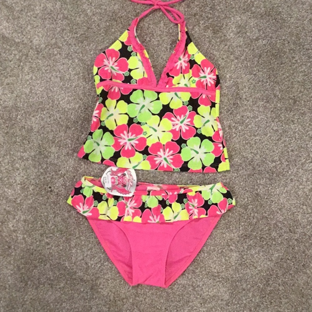 2B Real Girls Pink Floral Tankini